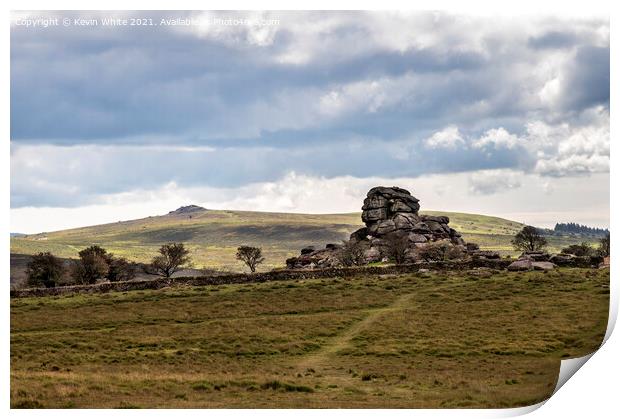Dartmoor rock formation Print by Kevin White