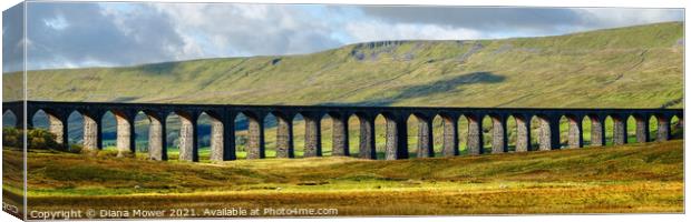 Ribblehead Viaduct Panoramic View Canvas Print by Diana Mower