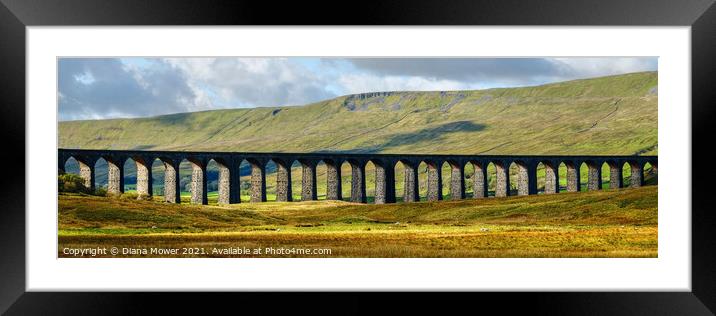 Ribblehead Viaduct Panoramic View Framed Mounted Print by Diana Mower