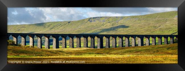 Ribblehead Viaduct Panoramic View Framed Print by Diana Mower