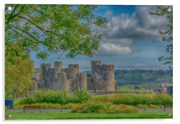 Caerphilly Castle Framed Acrylic by Steve Purnell