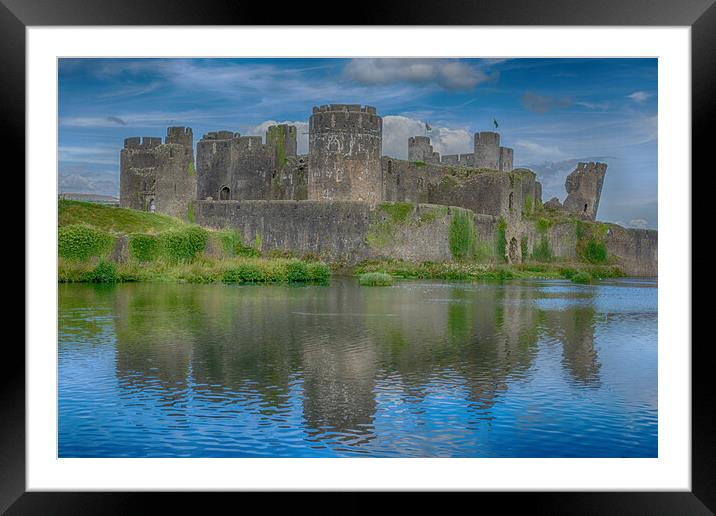 Caerphilly Castle Reflections Framed Mounted Print by Steve Purnell