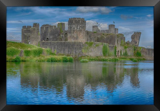 Caerphilly Castle Reflections Framed Print by Steve Purnell