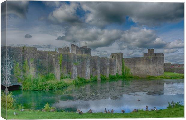Caerphilly Castle Grand Front Canvas Print by Steve Purnell
