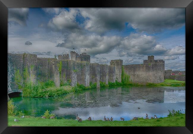 Caerphilly Castle Grand Front Framed Print by Steve Purnell