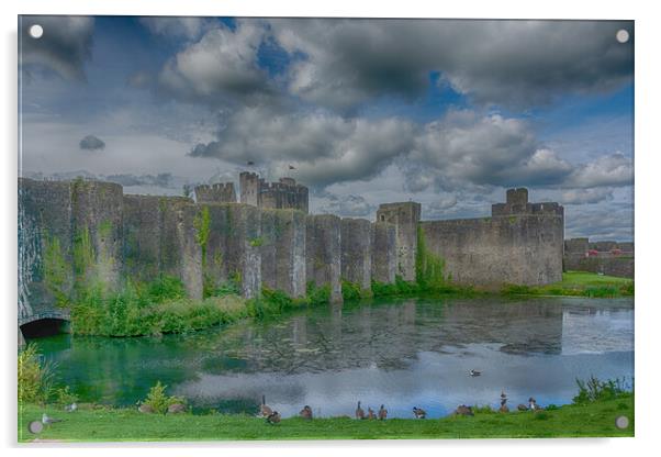 Caerphilly Castle Grand Front Acrylic by Steve Purnell