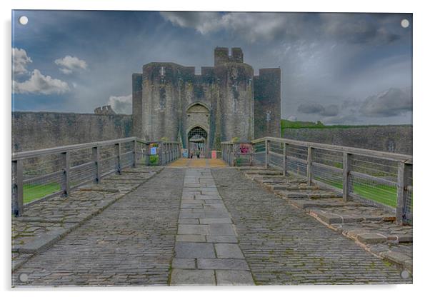 Caerphilly Castle The Gatehouse Acrylic by Steve Purnell