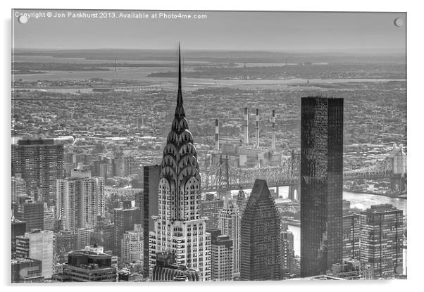 New York City Skyline in Black and White Acrylic by Jonathan Pankhurst