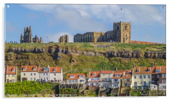 Whitby Abbey and St Mary's Acrylic by Lisa Hands