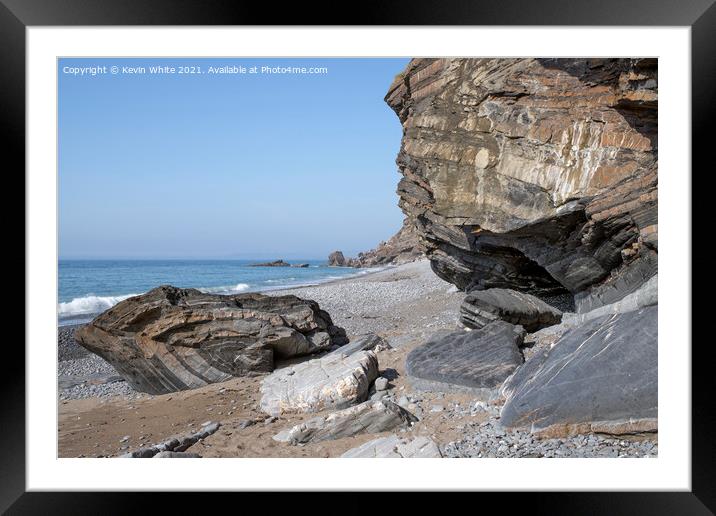 Millook Beach Framed Mounted Print by Kevin White