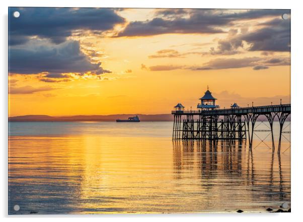 Clevedon Pier at sunset Acrylic by Rory Hailes