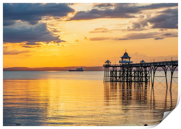 Clevedon Pier at sunset Print by Rory Hailes