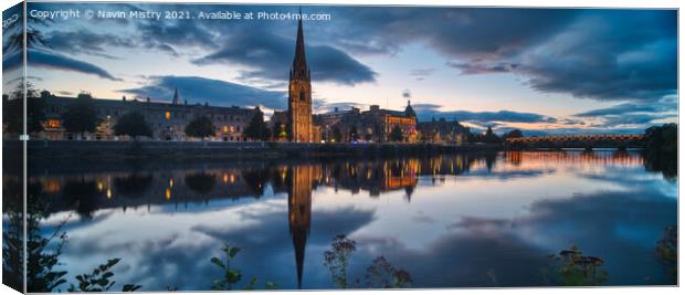 Perth Scotland and the River Tay with St. Matthew' Canvas Print by Navin Mistry