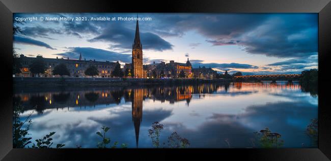 Perth Scotland and the River Tay with St. Matthew' Framed Print by Navin Mistry