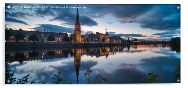 Perth Scotland and the River Tay with St. Matthew' Acrylic by Navin Mistry