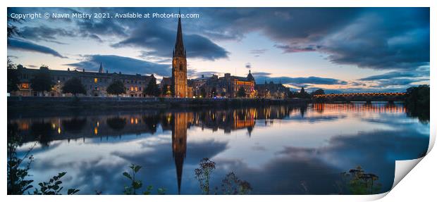Perth Scotland and the River Tay with St. Matthew' Print by Navin Mistry
