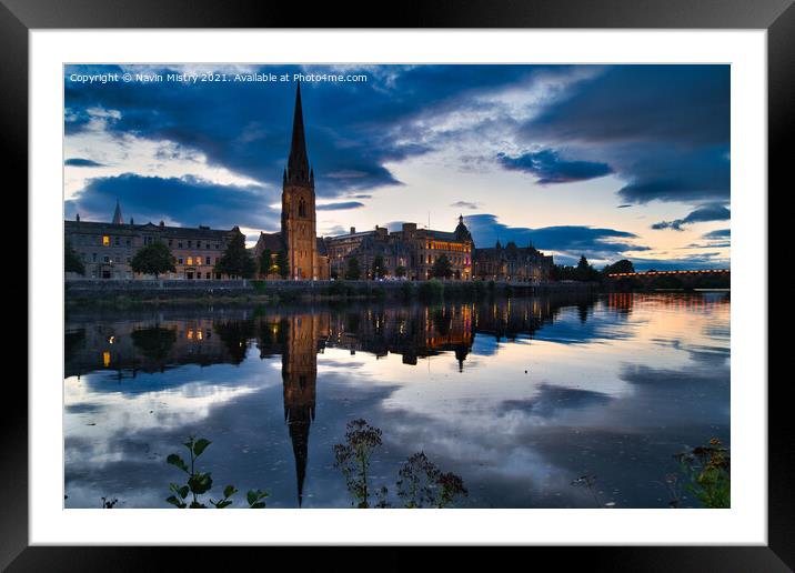 Perth Scotland and the River Tay with St. Matthew' Framed Mounted Print by Navin Mistry