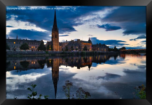 Perth Scotland and the River Tay with St. Matthew' Framed Print by Navin Mistry