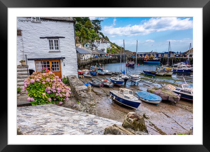 Polperro Harbour In Cornwall Framed Mounted Print by RICHARD MOULT