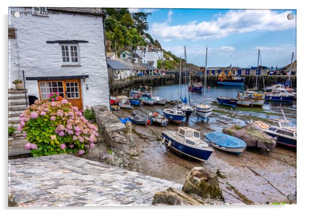 Polperro Harbour In Cornwall Acrylic by RICHARD MOULT