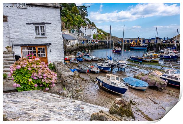 Polperro Harbour In Cornwall Print by RICHARD MOULT