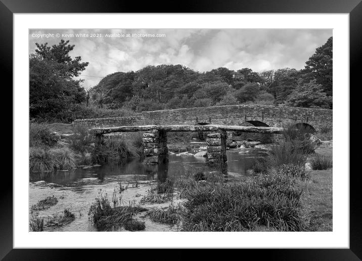 Clappers Bridge in monochrome Framed Mounted Print by Kevin White