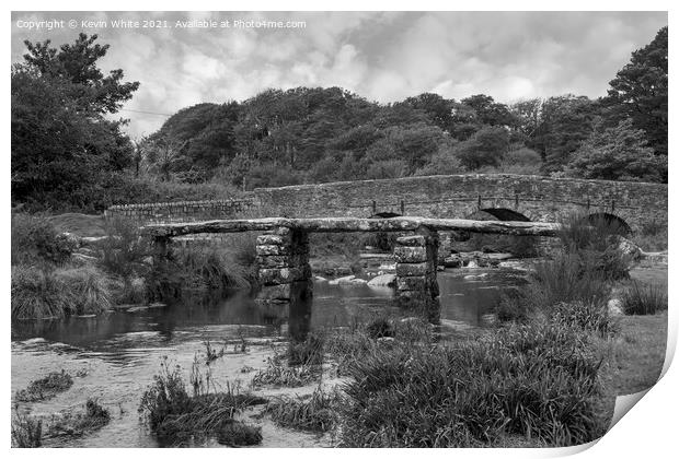 Clappers Bridge in monochrome Print by Kevin White