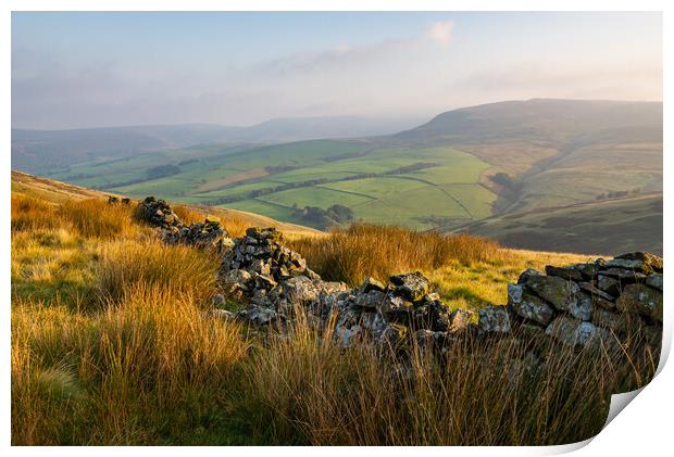 Autumn morning in the hills of the High Peak Print by Andrew Kearton
