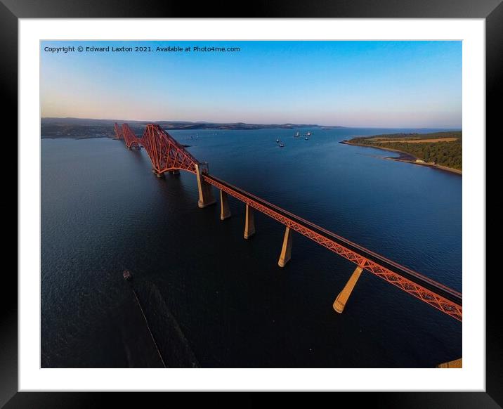 Aerial Shot of the Forth Rail Bridge Framed Mounted Print by Edward Laxton
