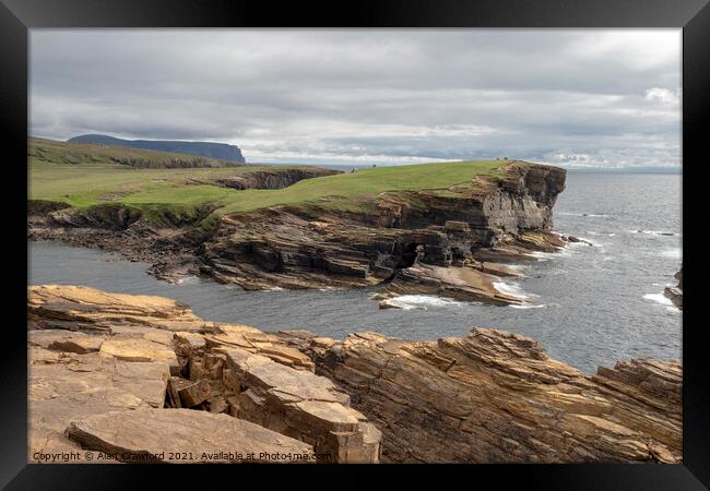 Cliffs at Yesnaby, Orkney Framed Print by Alan Crawford