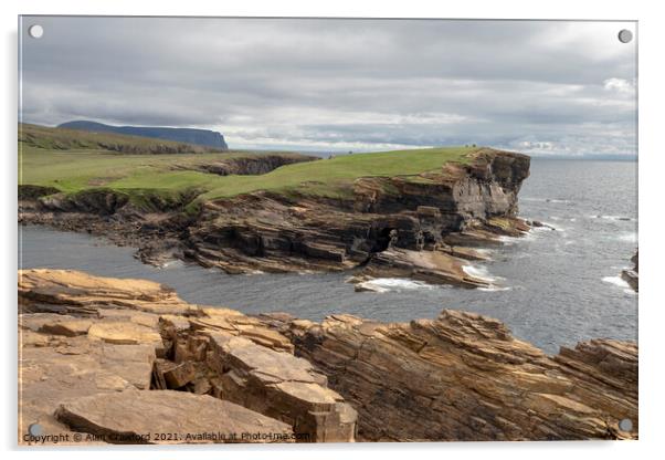 Cliffs at Yesnaby, Orkney Acrylic by Alan Crawford