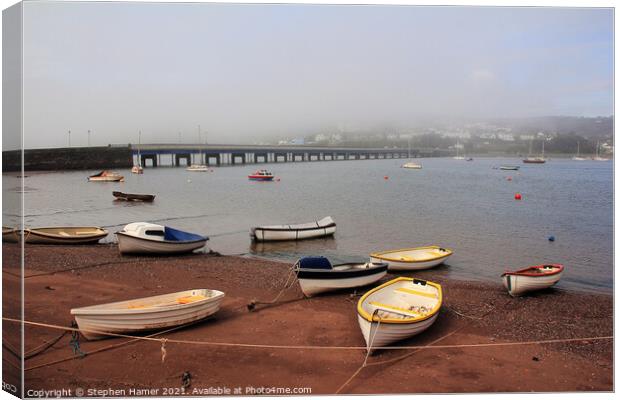 Rowing Boats on the River Teign Canvas Print by Stephen Hamer