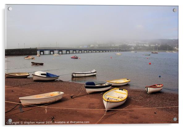Rowing Boats on the River Teign Acrylic by Stephen Hamer
