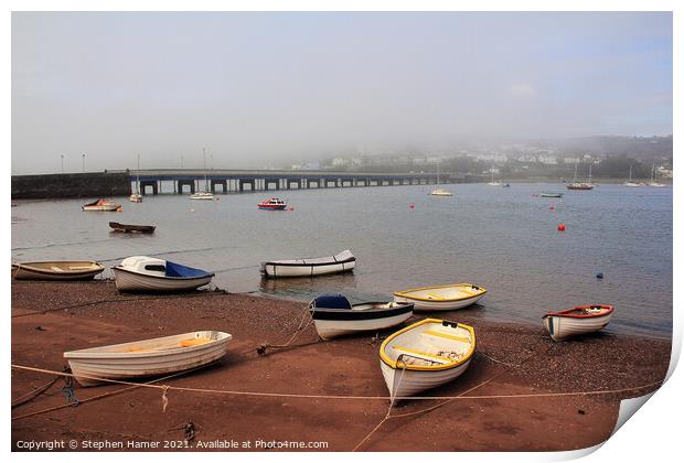 Rowing Boats on the River Teign Print by Stephen Hamer