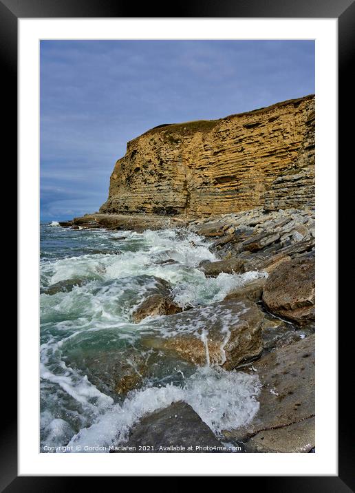 Waves crashing on on the rocks at Southerndown Framed Mounted Print by Gordon Maclaren