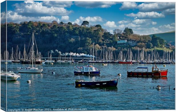 Steam Train's Arrival at Kingswear Canvas Print by Roger Mechan