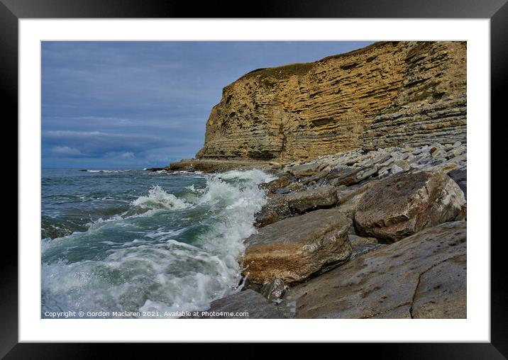 Waves crashing on on the rocks at Southerndown Framed Mounted Print by Gordon Maclaren