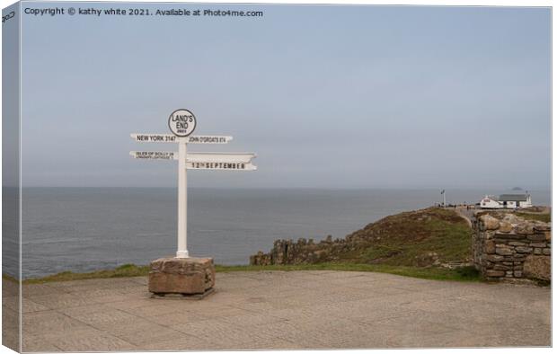  The Iconic Signpost lands end Cornwall Canvas Print by kathy white