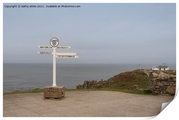  The Iconic Signpost lands end Cornwall Print by kathy white