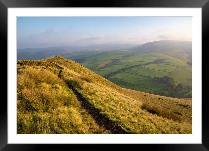 Path in the hills of the High Peak in autumn Framed Mounted Print by Andrew Kearton