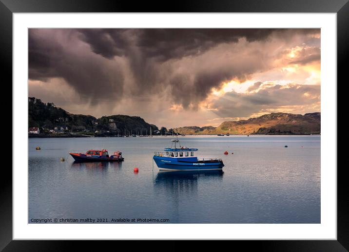 Boats on Oban harbour Scotland Framed Mounted Print by christian maltby