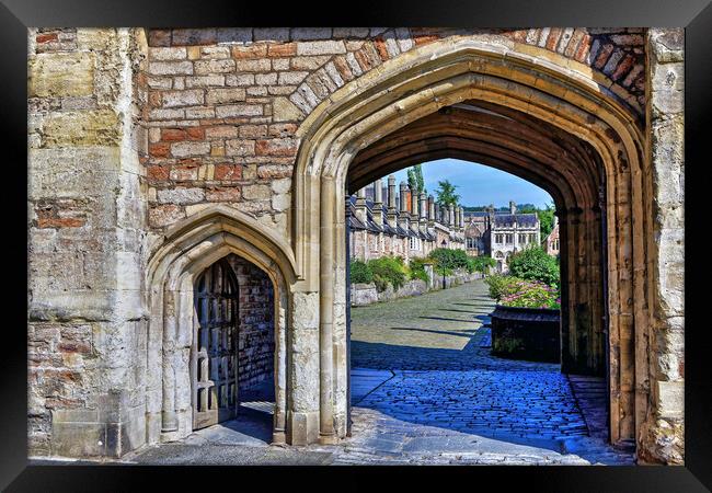 Vicars Close Archway Wells Somerset Framed Print by austin APPLEBY