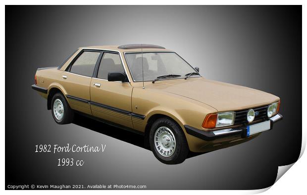 Glinting golden Ford Cortina Print by Kevin Maughan