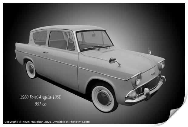 Timeless Beauty: 1960 Ford Anglia Print by Kevin Maughan