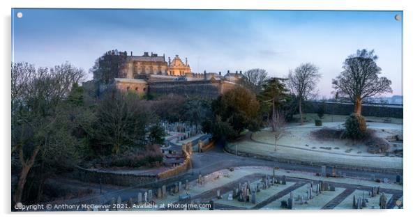 A winter sunrise over Stirling Castle Acrylic by Anthony McGeever