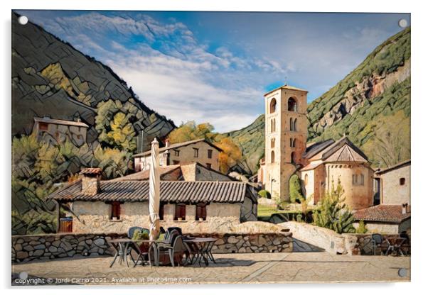 Baget, picturesque town - CR2011-4073-PIN Acrylic by Jordi Carrio