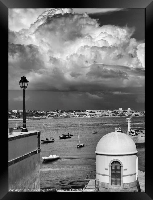 Tempest Brews Over Cascais Bay Framed Print by Dudley Wood