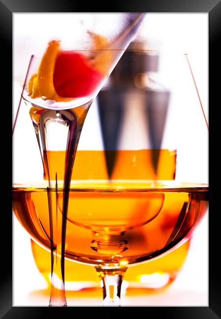 Cognac and Martini cocktail Framed Print by Dudley Wood