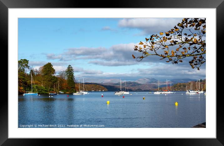 Serene Autumn Scene at Lake Windermere Framed Mounted Print by Michael Birch