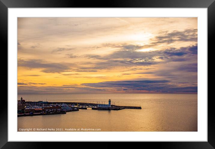 Scarborough Harbour Sunrise Framed Mounted Print by Richard Perks
